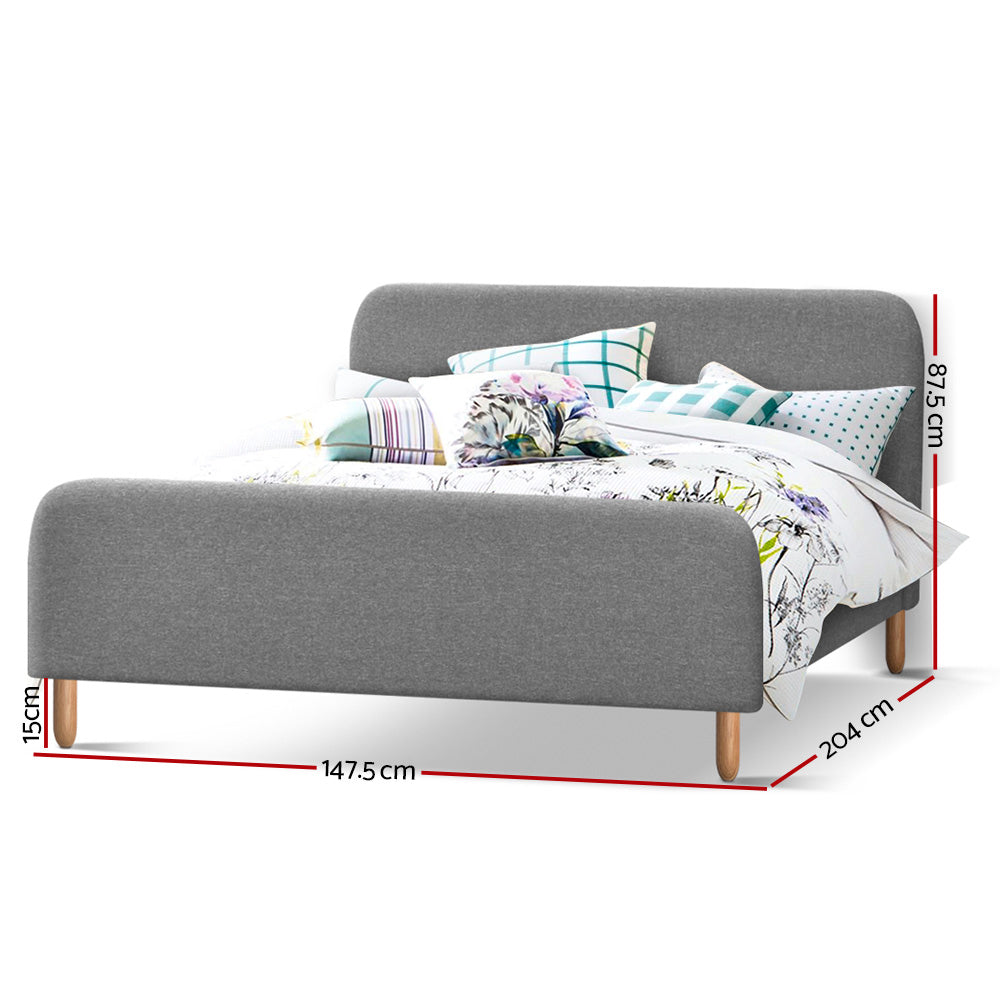 Artiss Double Size Fabric and Wood Bed Frame Headboard - Grey