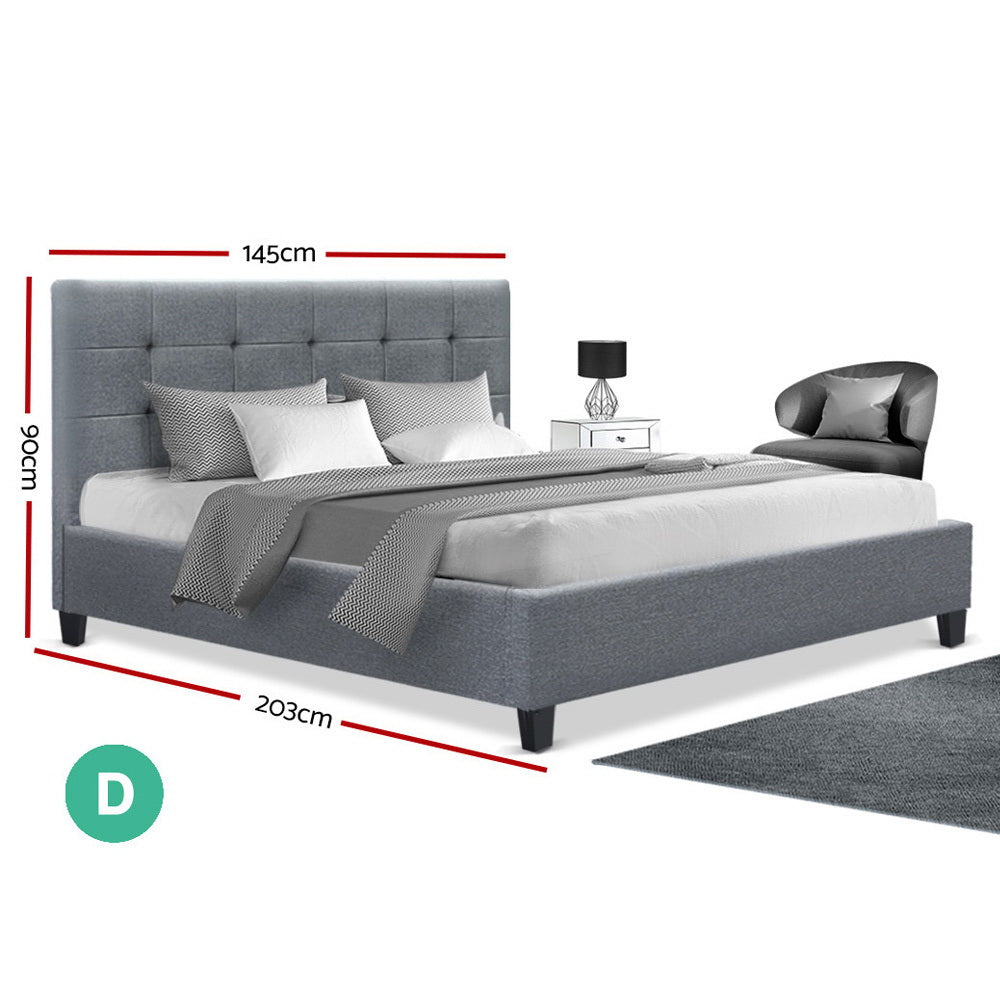 Artiss Double Full Size Bed Frame Base Mattress Platform Grey Fabric Wooden SOHO
