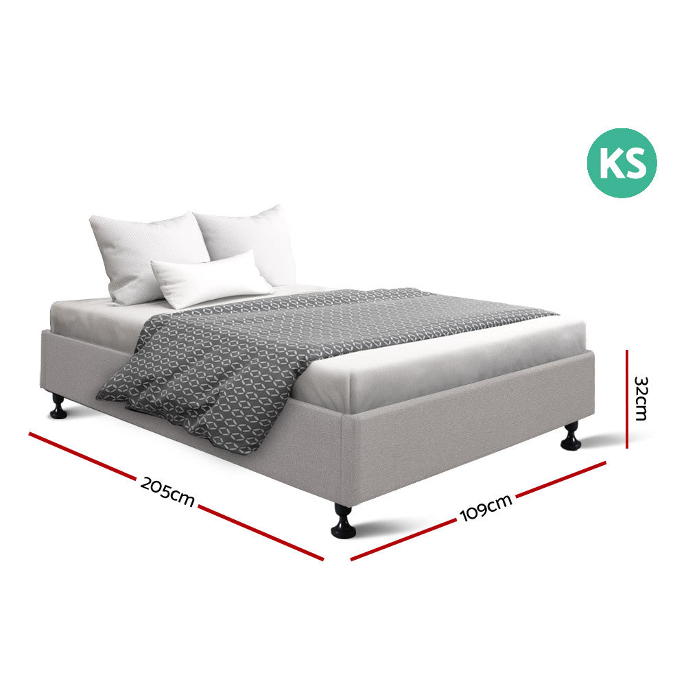 Artiss King Single Size Bed Base Frame Mattress Platform Fabric Wooden Beige TOMI