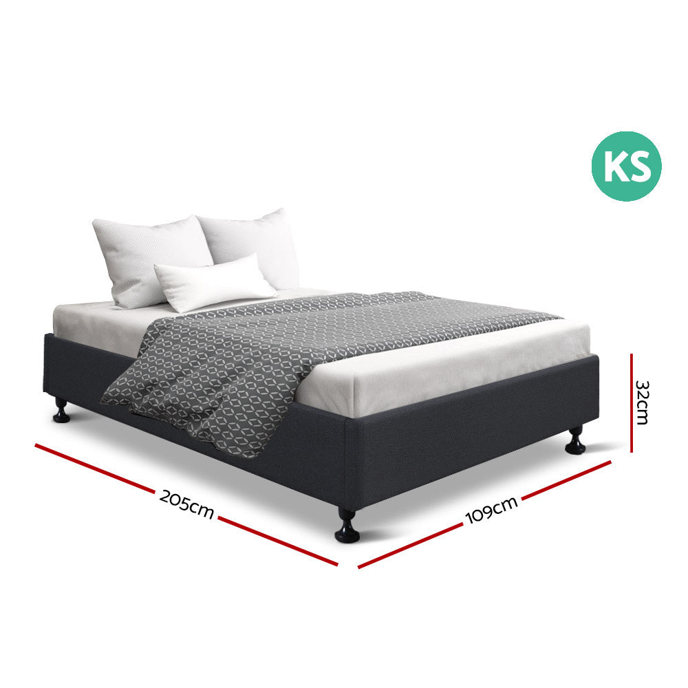 Artiss King Single Size Bed Base Frame Mattress Platform Fabric Wooden Charcoal TOMI