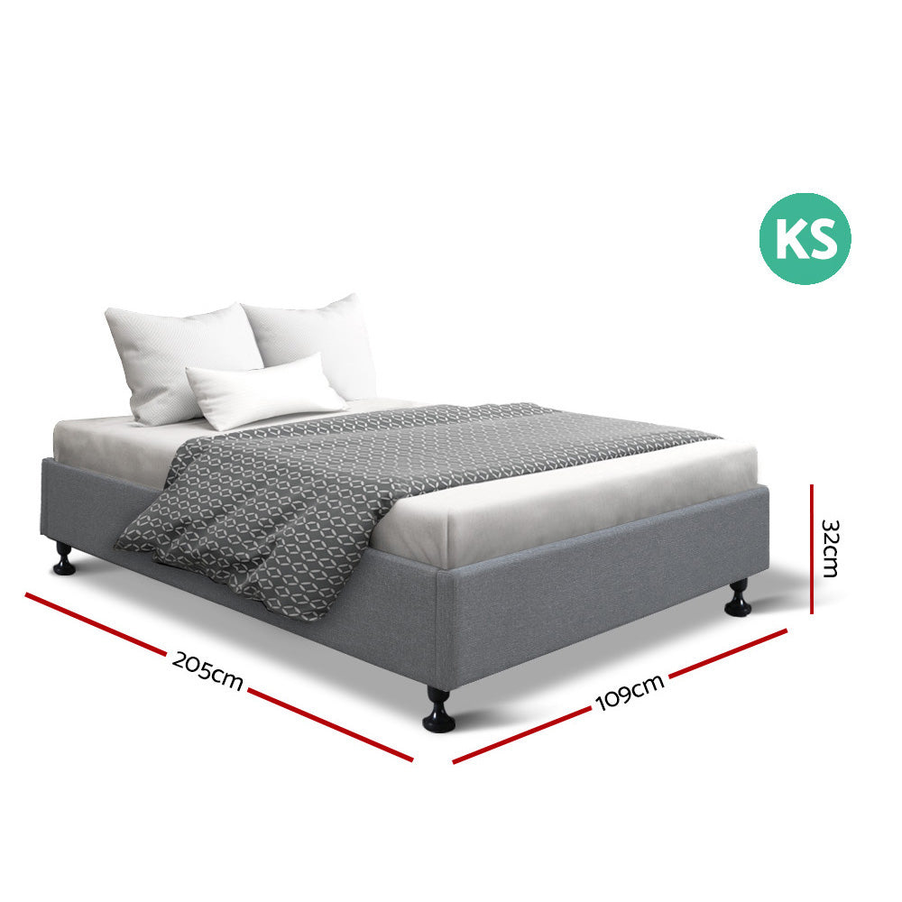 Artiss King Single Size Bed Base Frame Mattress Platform Fabric Wooden Grey TOMI