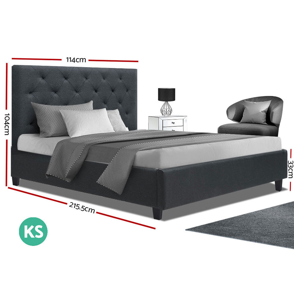 Artiss King Single Size Bed Frame Base Mattress Platform Fabric Wooden Charcoal VAN
