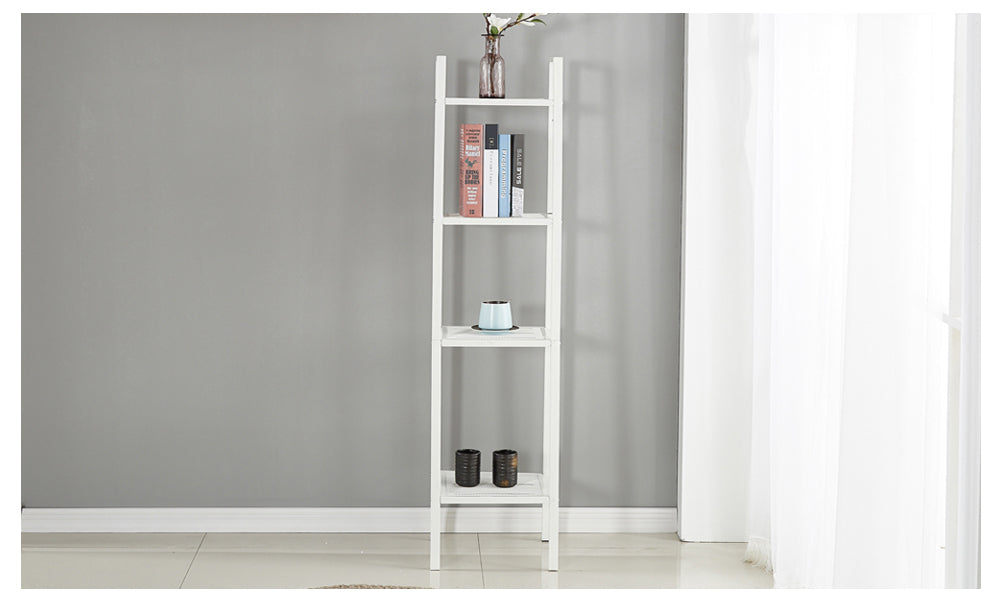 4 Tier Home Storage Ladder Shelf Bookshelf 35cm Width White Colour