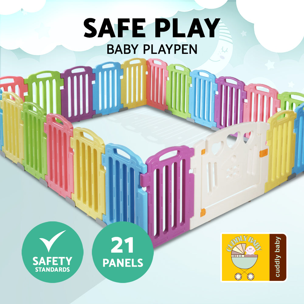 Cuddly Baby 21-Panel Plastic Baby Playpen Interactive Kids Toddler