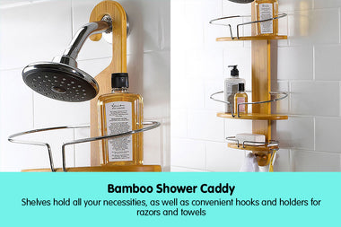 Bamboo Bathroom Shower Caddy Organizer