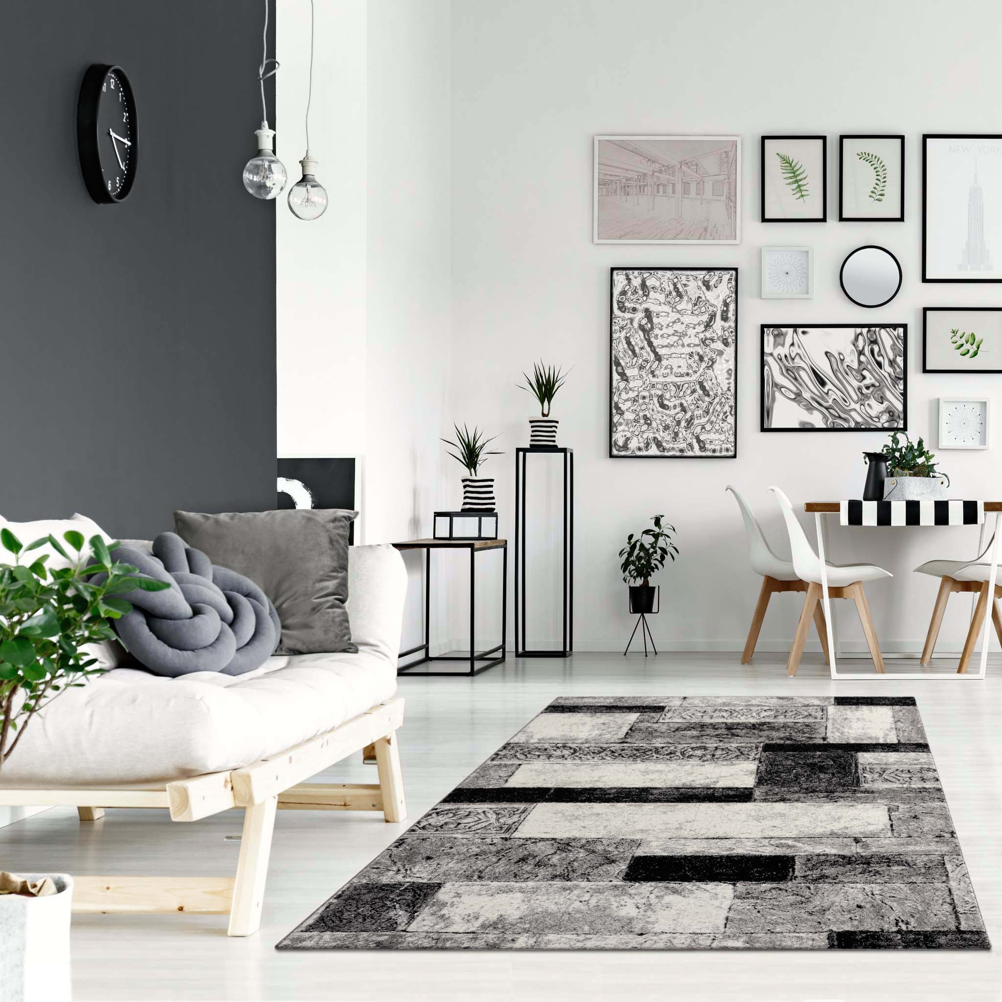 Black and White Rugs-Square Shape Rugs-Online Shopping Store Melbourne Australia