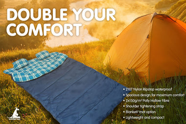 Wallaroo Double Outdoor Camping Sleeping Bag - 220x145