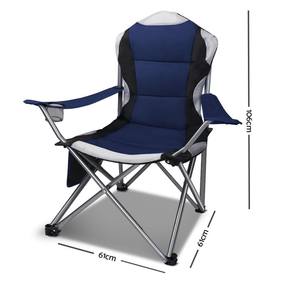 Set of 2 Portable Folding Camping Armchair - Navy