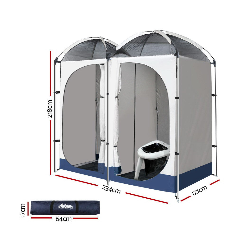 WEISSHORN 20L Outdoor Double Toilet Camping Shower Tent Pop Up Change Room