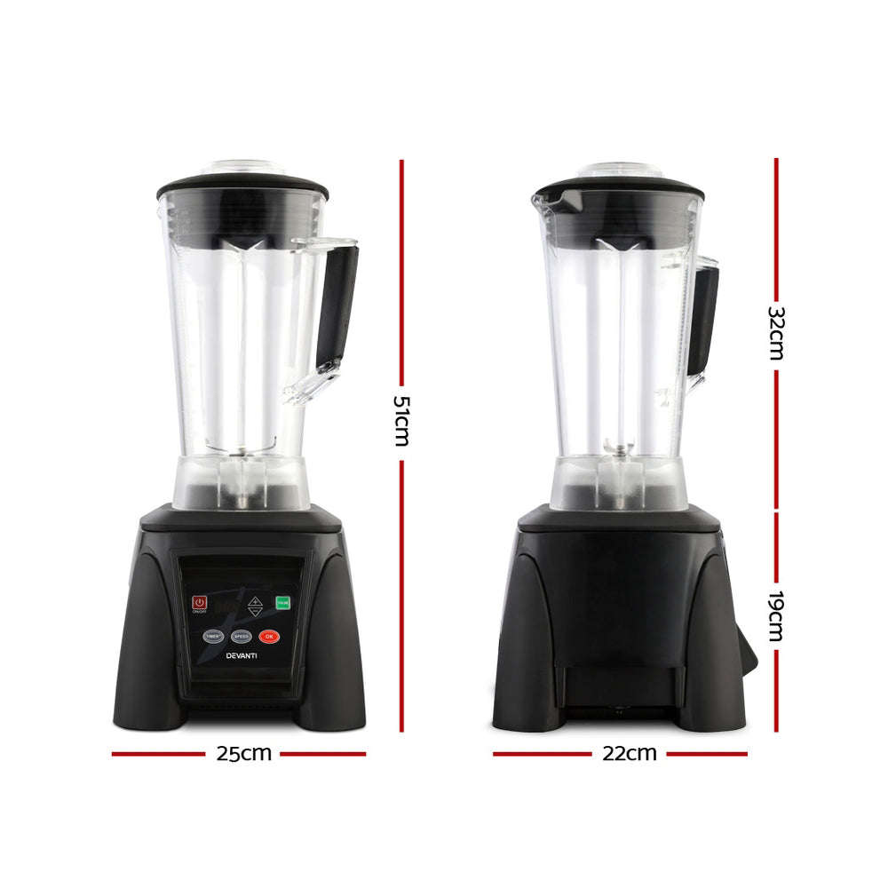 Devanti 3L Digital Commercial Blender LED Display Black