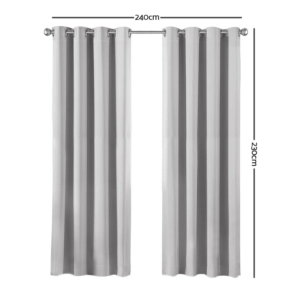 Art Queen 2 Panel 240 x 230cm Block Out Curtains - Light Grey