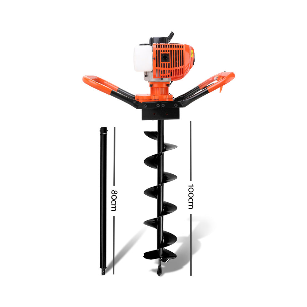 Giantz 75CC Petrol Post Hole Digger Drill Borer Fence Extension Auger Bits