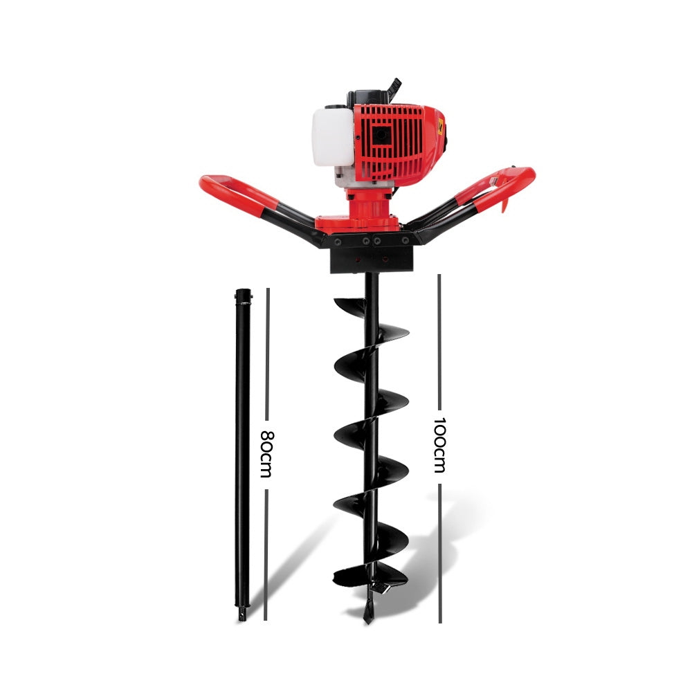 Giantz 75CC Petrol Post Hole Digger Drill Borer Fence Extension Auger Bits