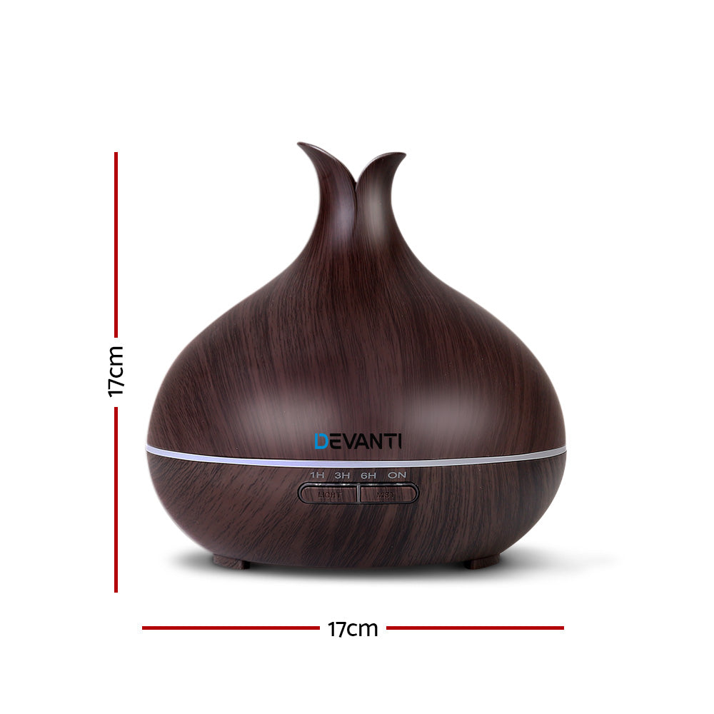 DEVANTI Aroma Diffuser Air Humidifier Dark Wood Grain 400ml