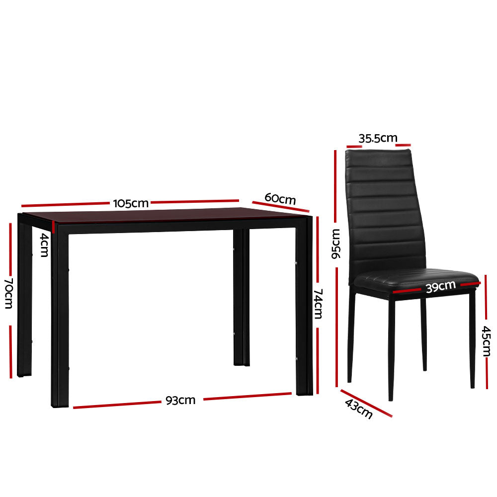 Artiss Astra 5-Piece Dining Table and Chairs Sets - Black