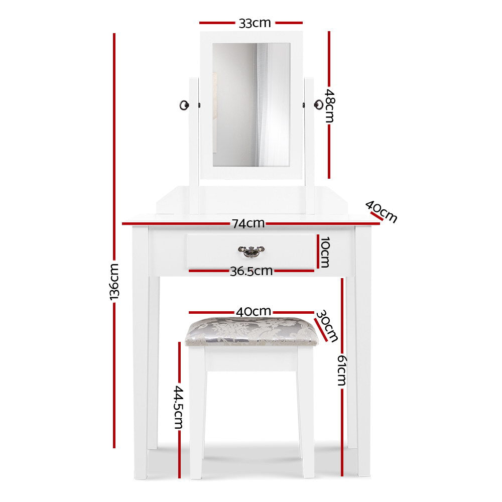 Artiss Dressing Table Stool Mirror Makeup Jewellery Organiser Cabinet Drawer