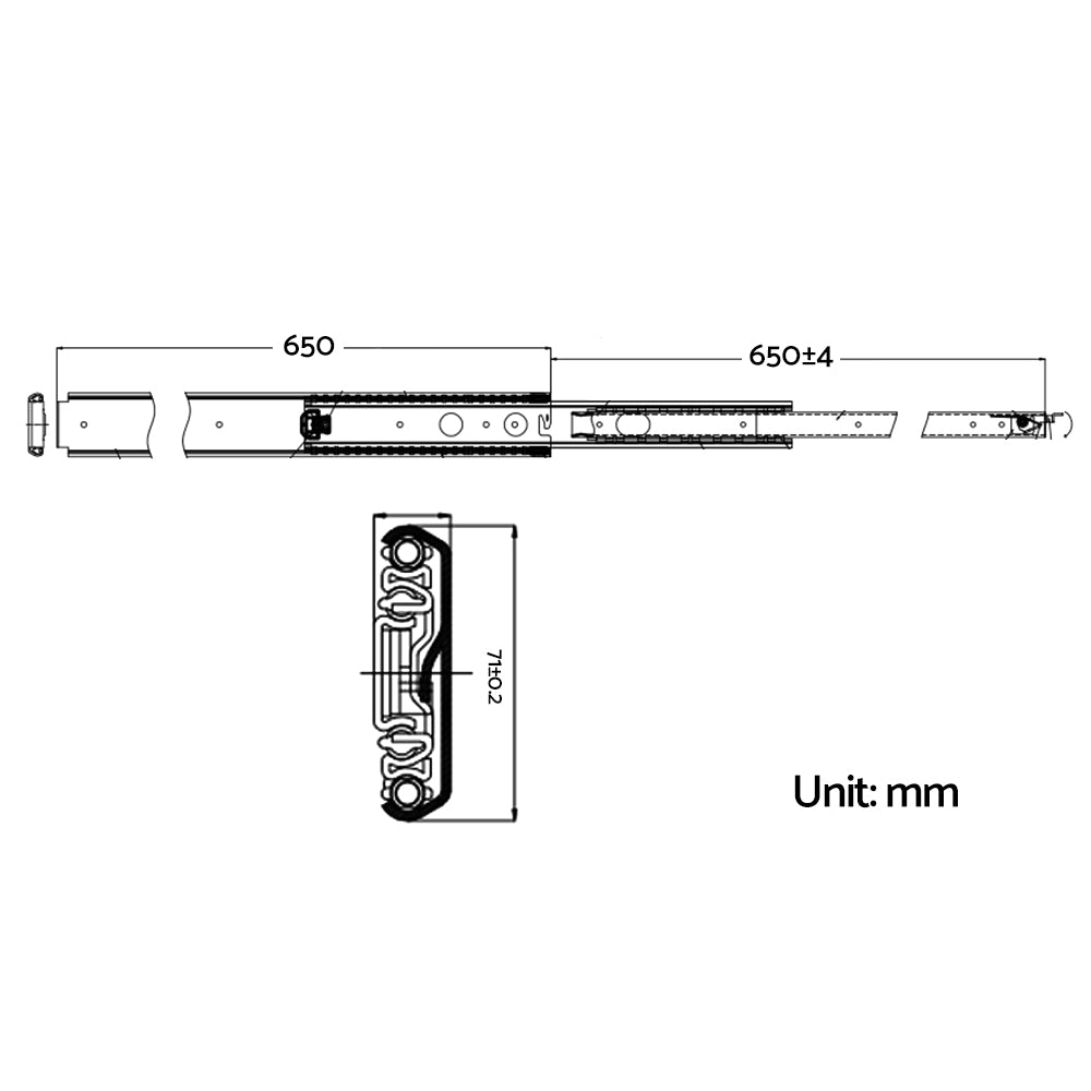 Cefito Heavy Duty 125KG Locking Drawer Slides Full Extension Ball Bearing 660mm