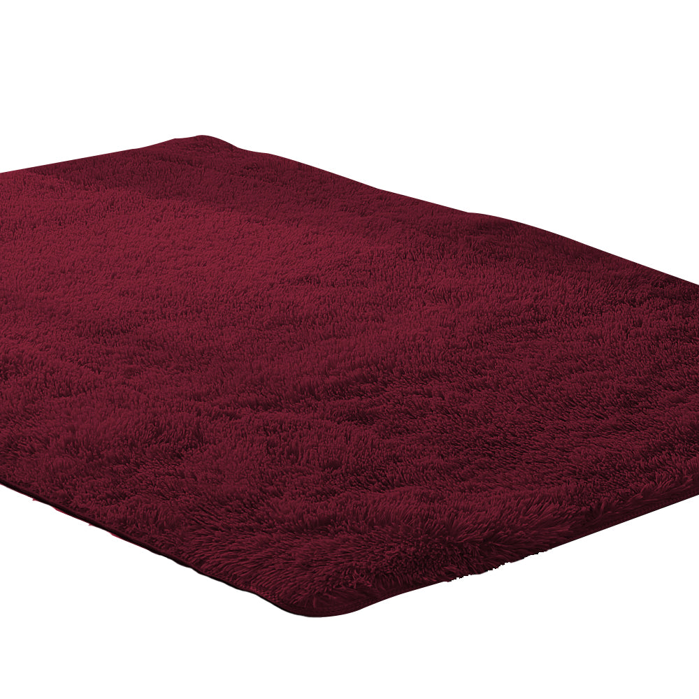 New Designer Shag Shaggy Floor Confetti Rug Burgundy 200x230cm