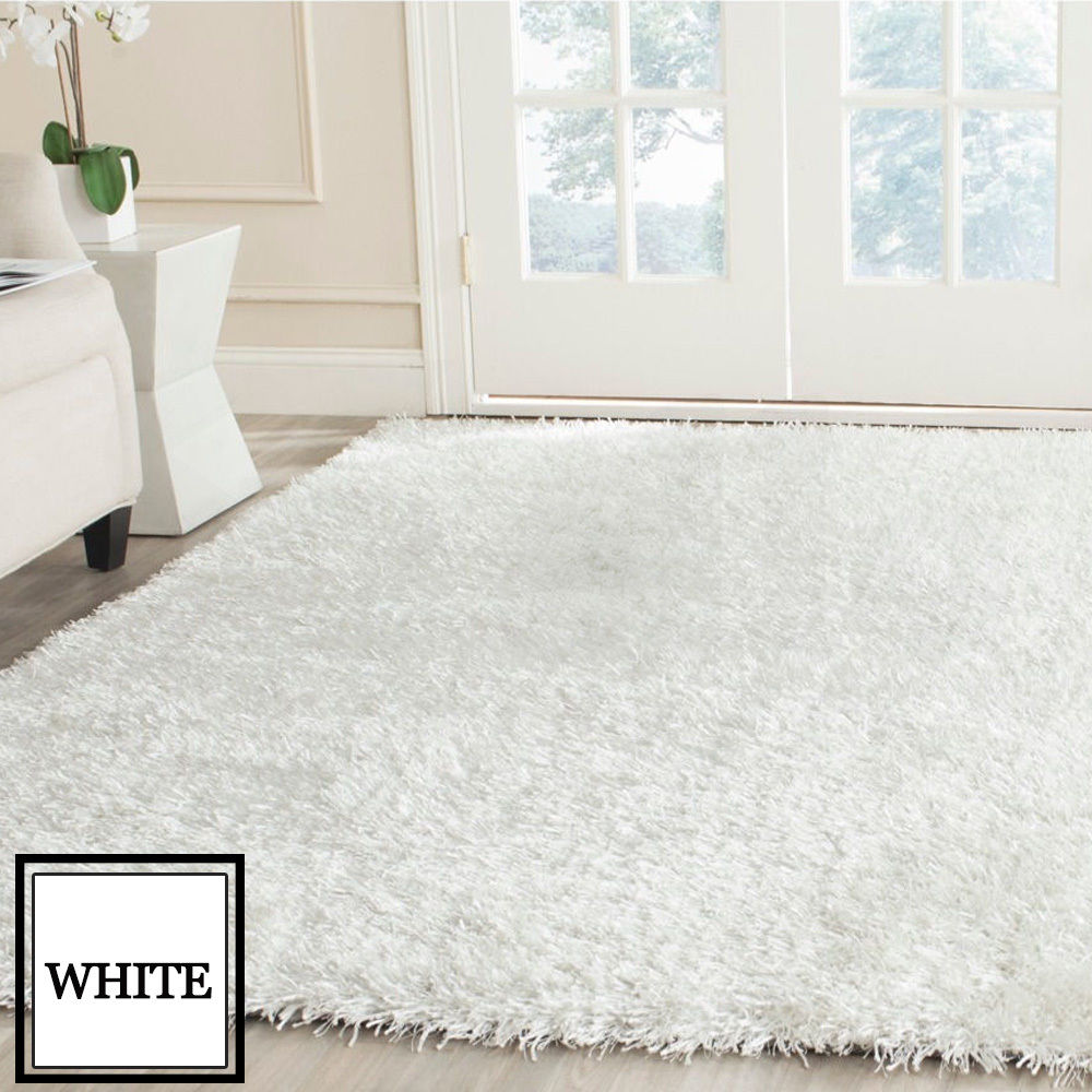 Designer Shaggy Floor Confetti Rug White 160x230cm