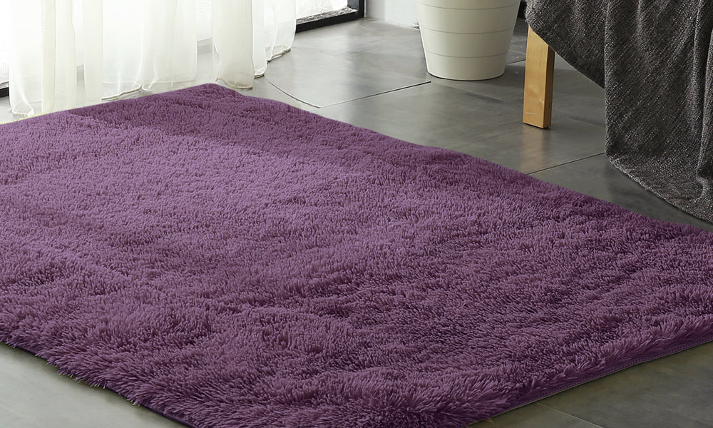 New Designer Shaggy Floor Confetti Rug Purple 120x160cm
