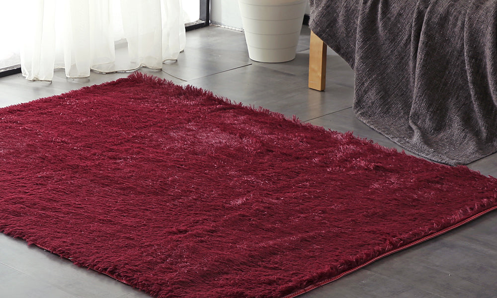 New Designer Shaggy Floor Confetti Rug Burgundy 160x230cm