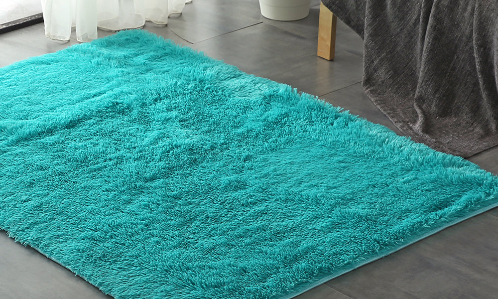 New Designer Shaggy Floor Confetti Rug Blue 80x120cm