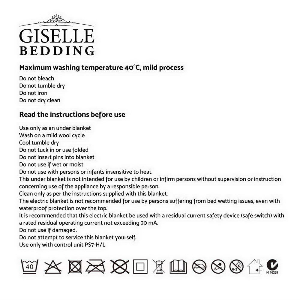 Giselle Bedding 3 Setting Fully Fitted Electric Blanket - King