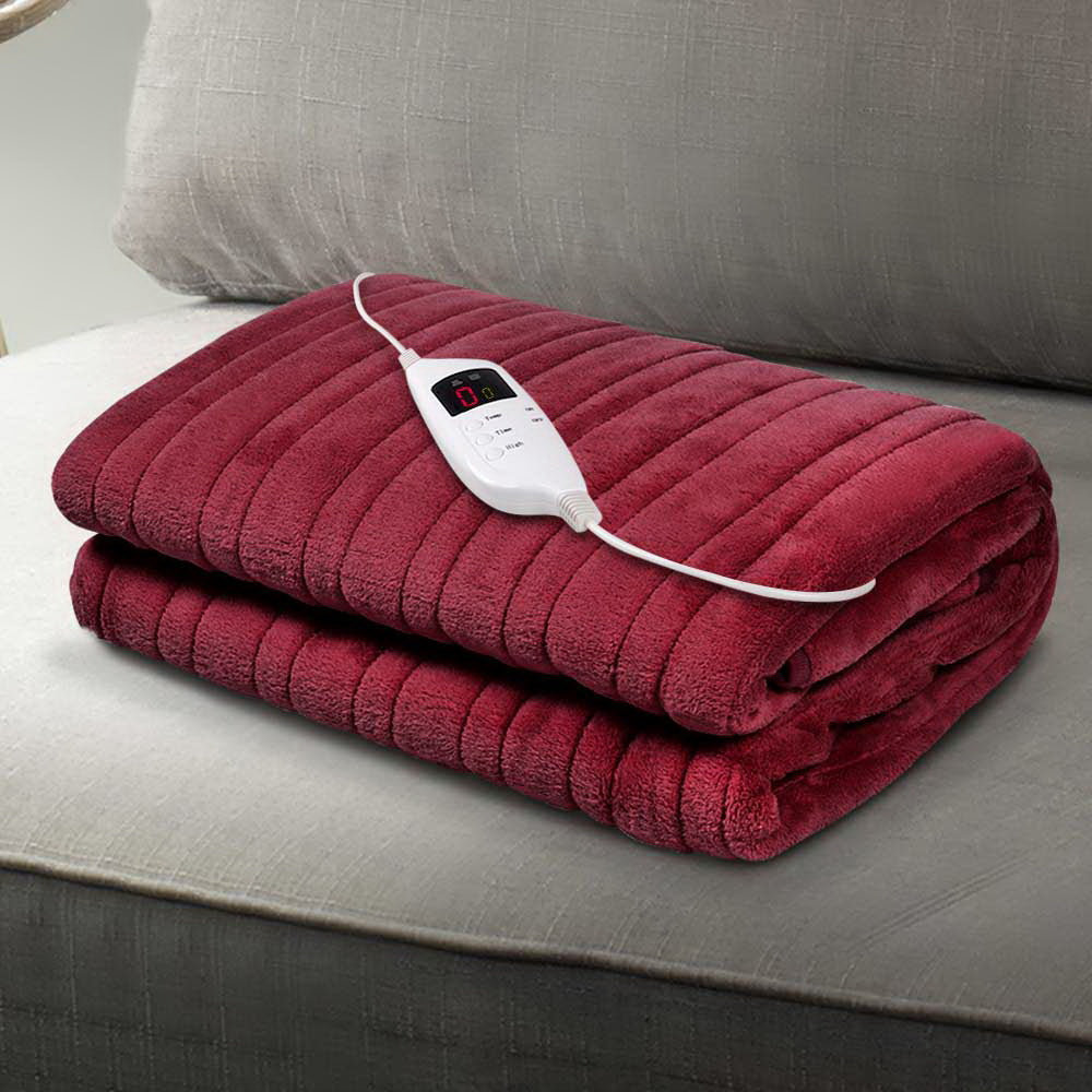 Giselle Bedding Electric Throw Blanket - Burgundy