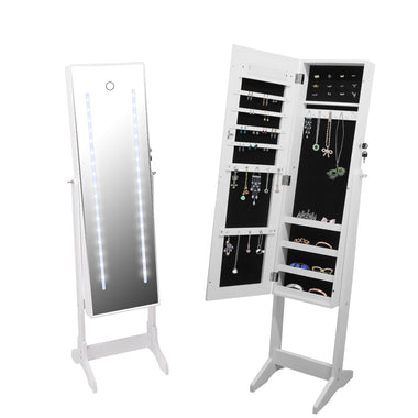Floor Standing Jewellery Cabinet With Led Light Mirror