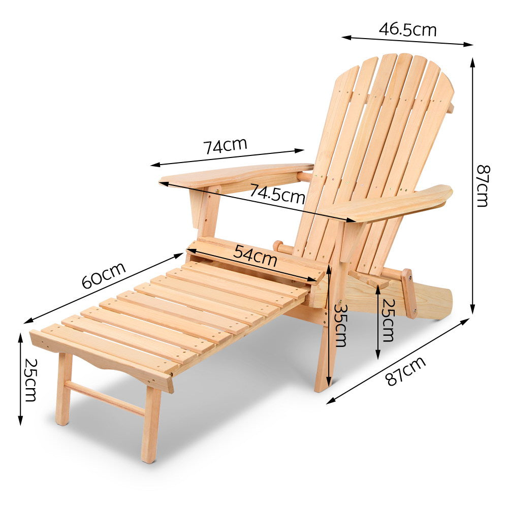 Gardeon Outdoor Adirondack Wooden Beach Chair