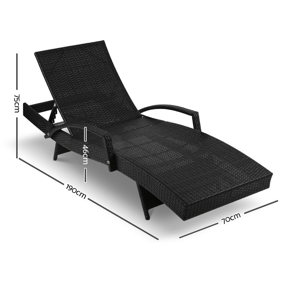 Gardeon Outdoor Sun Lounge - Black