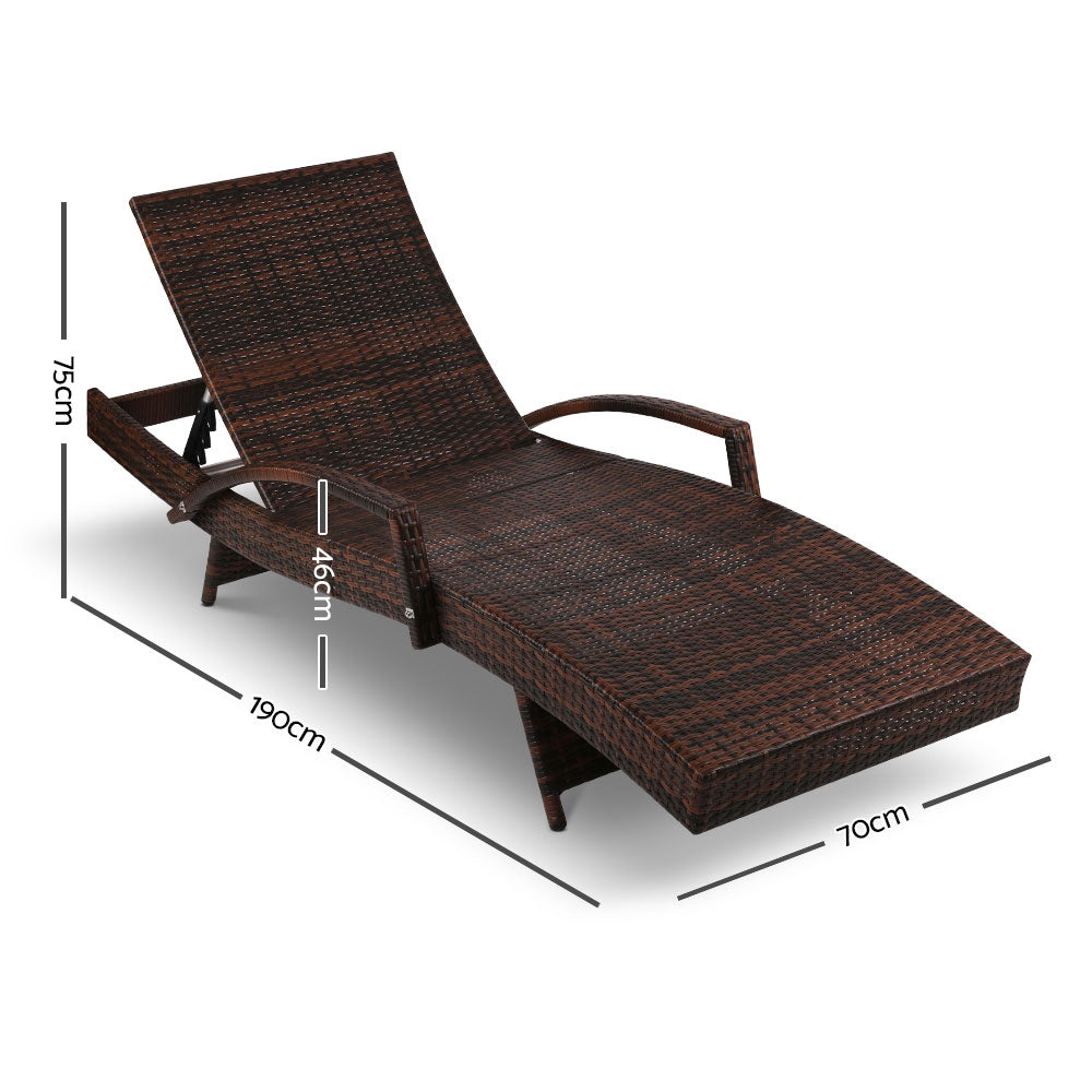 Gardeon Outdoor Sun Lounge - Brown