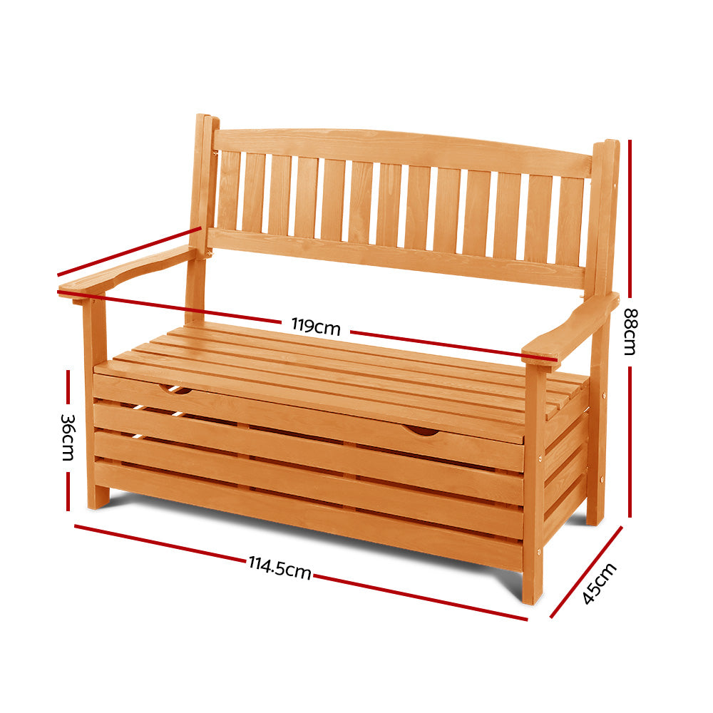 Gardeon 2 Seat Wooden Outdoor Storage Bench