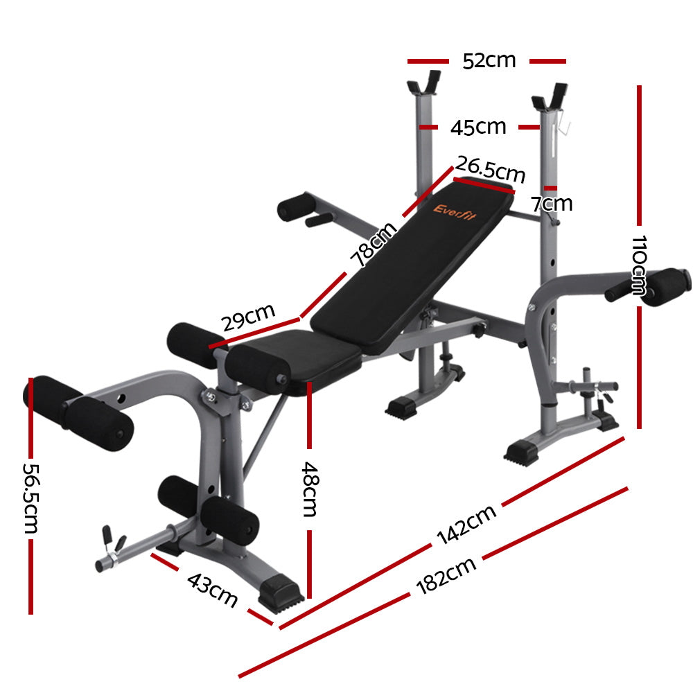 Everfit Multi Station Weight Bench Press Fitness Weights Equipment Incline Black