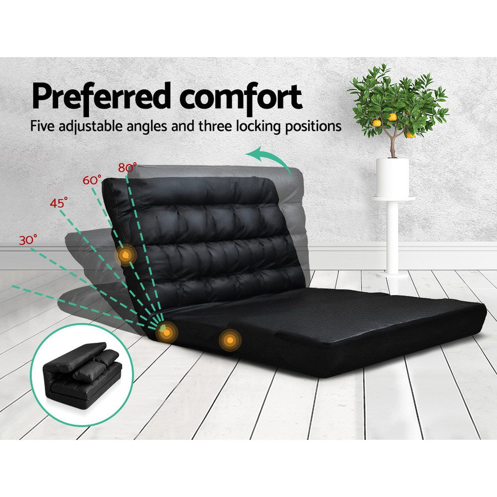 Artiss 2-seater Adjustable Lounge Sofa - Black