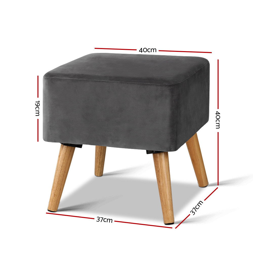 Artiss Velvet Footstool- Dark Grey