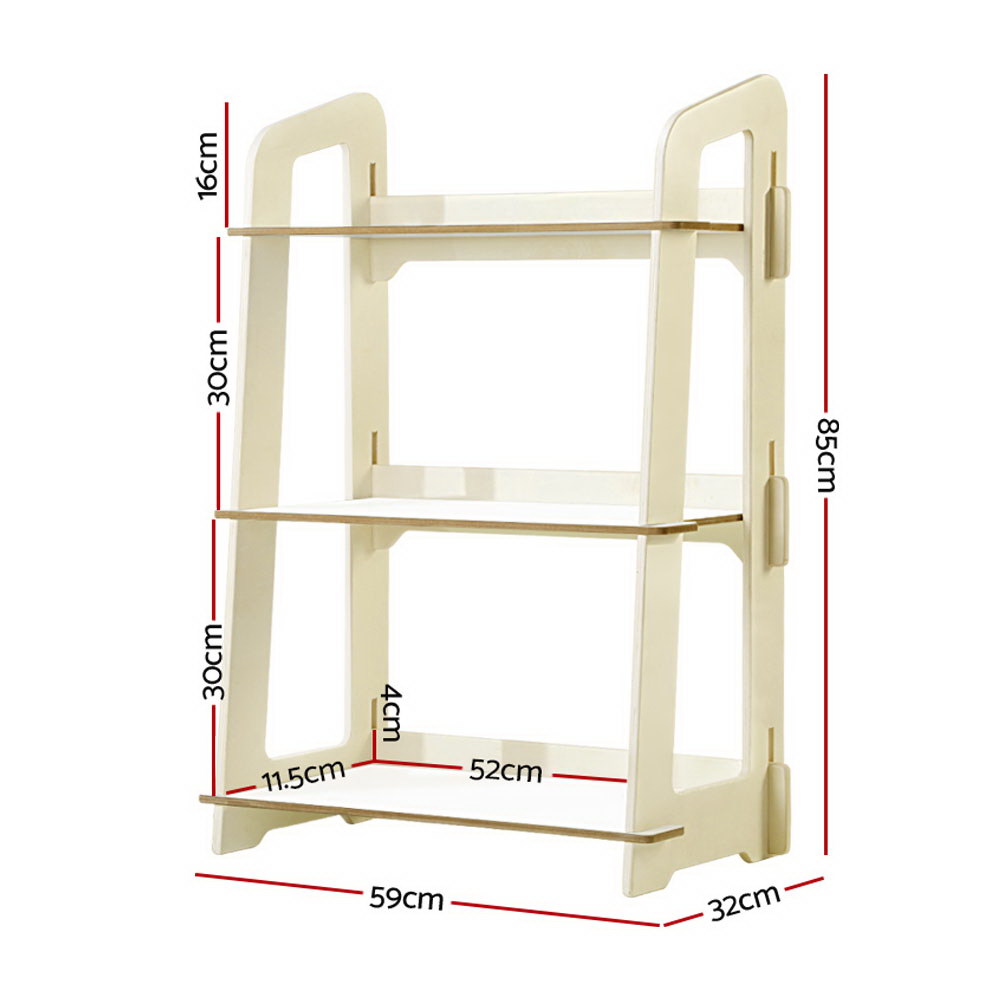 Artiss Kids Bookshelf Children Ladder Shelf Toy Display 3 Tier