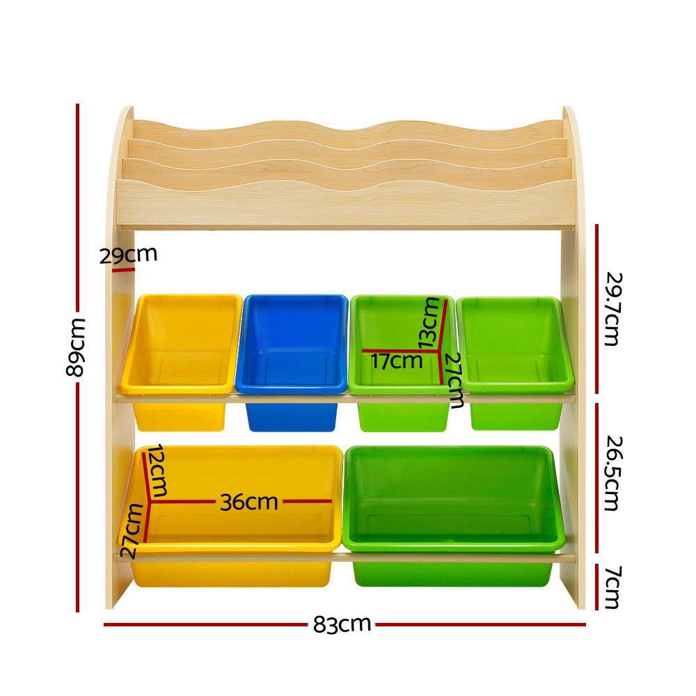 Artiss Kids Bookshelf Toy Box Bin Organizer Children Bookcase 3 Tiers