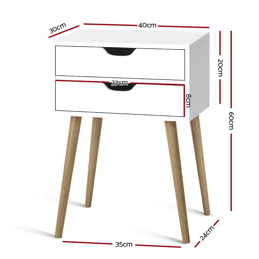 Artiss Bedside Tables Drawers Side Table Nightstand Wood Storage Cabinet White