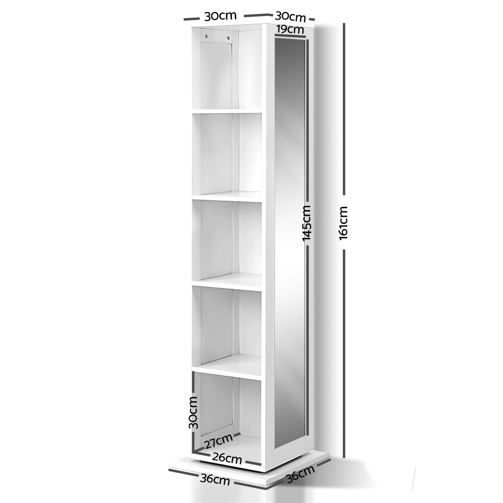 Artiss 5 Shelf Rotating Cabinet Storage Shoe Rack - White