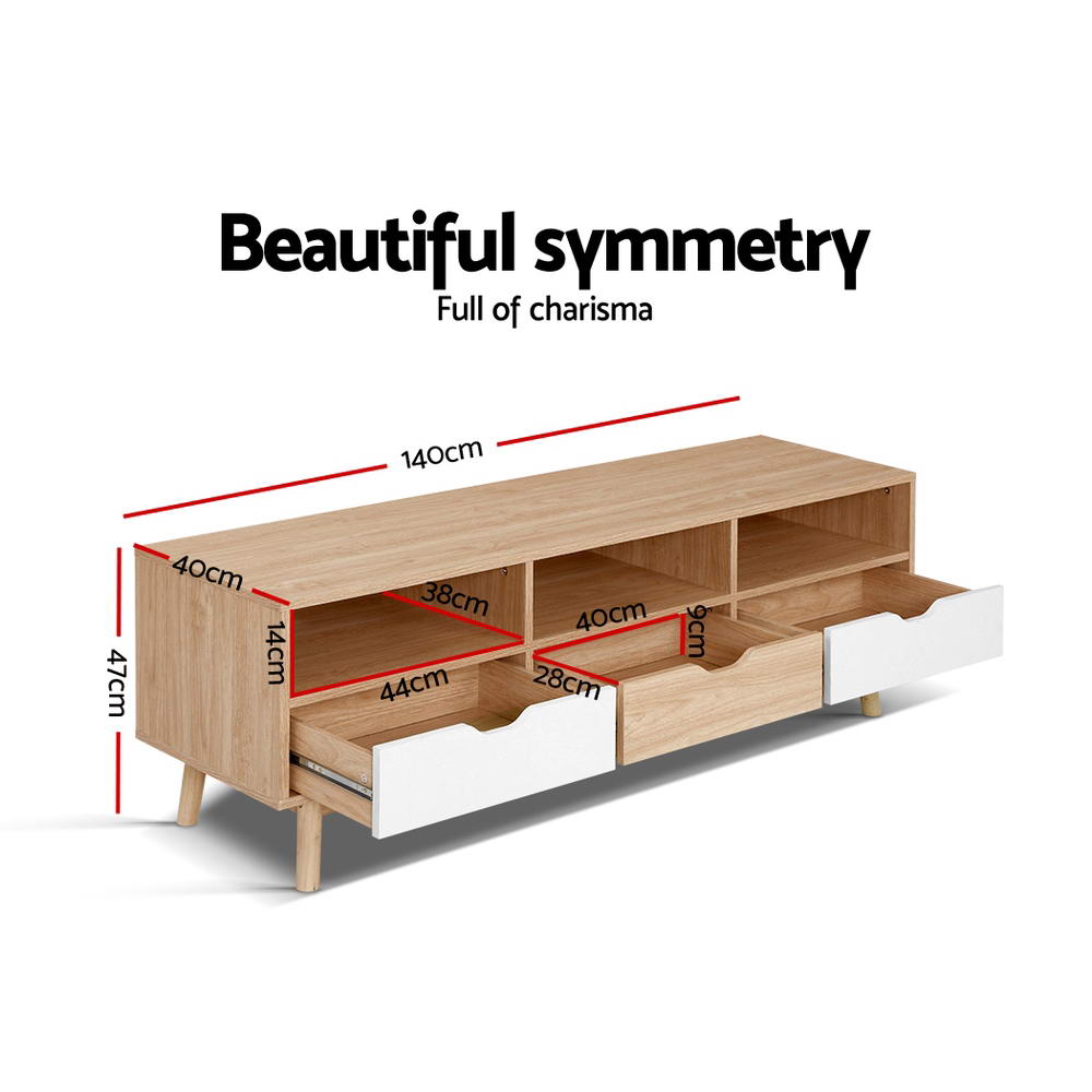 Artiss TV Cabinet Entertainment Unit Stand Wooden Storage 140cm Scandinavian