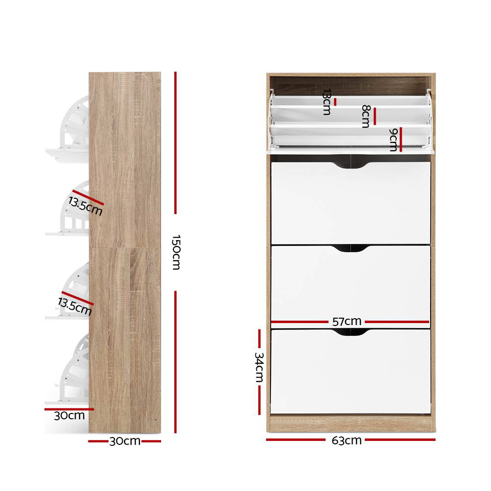 Artiss 48 Pairs Shoe Cabinet Rack Organiser Storage Shelf Wooden