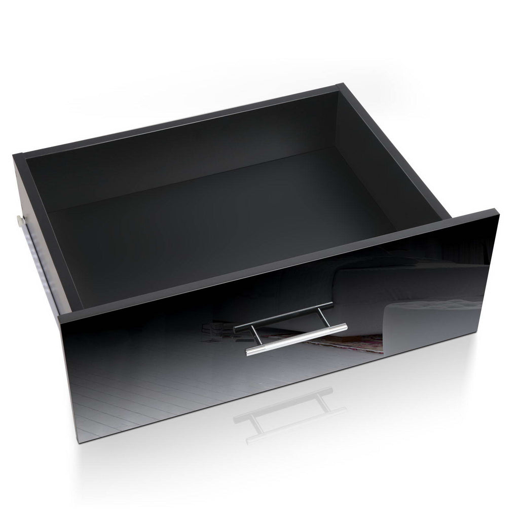Artiss High Gloss Two Drawers Bedside Table - Black