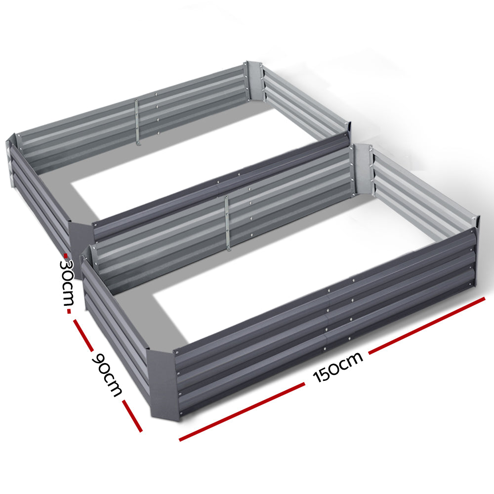 Greenfingers 2PCS Garden Bed 150x90x30CM Galvanised Steel Raised Planter