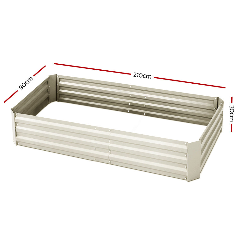 Green Fingers Set of 2 210cm x 90cm Raised Garden Bed - Cream