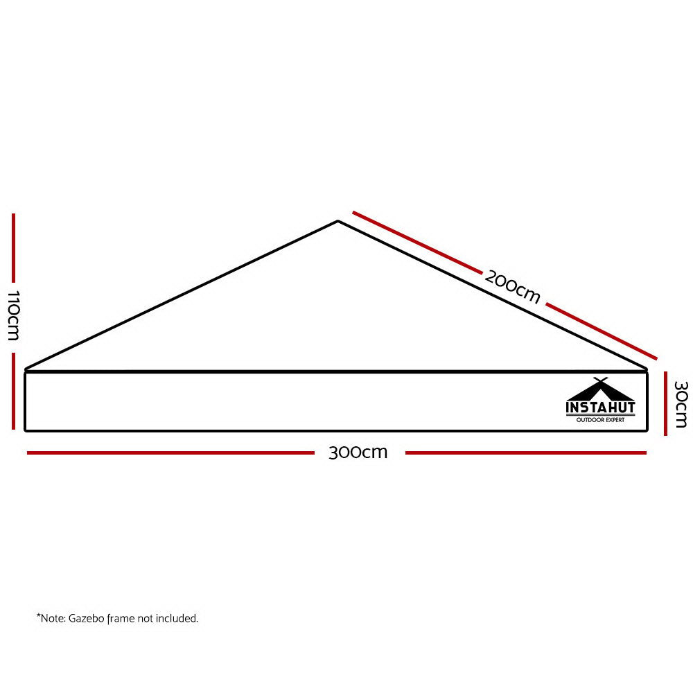 Instahut 3x3m Pop Up Gazebo Replacement Roof Outdoor Wedding Tent Garden Marquee Black