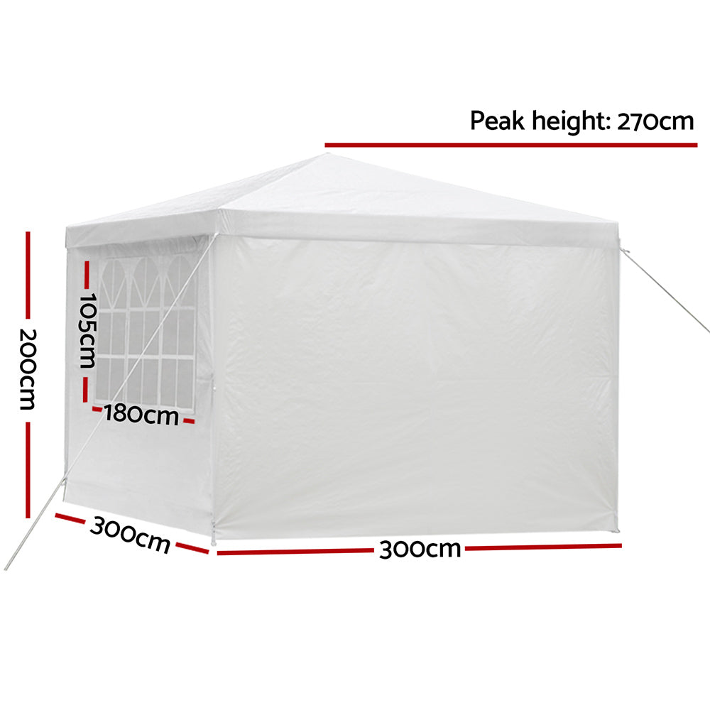 Instahut 3x3m Wedding Gazebo Outdoor Camping 4 Panels White