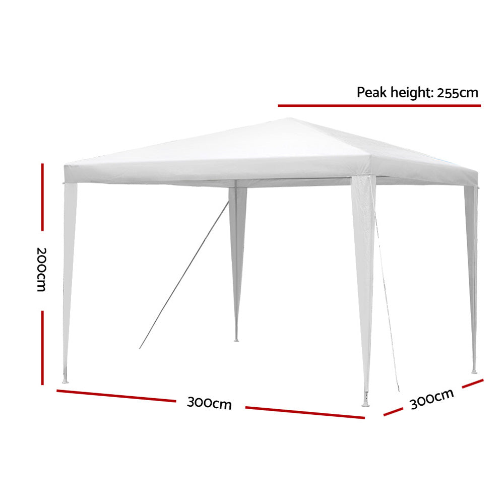 Instahut 3x3m Wedding Gazebo Tent Party Event Marquee Shade White Without Panel