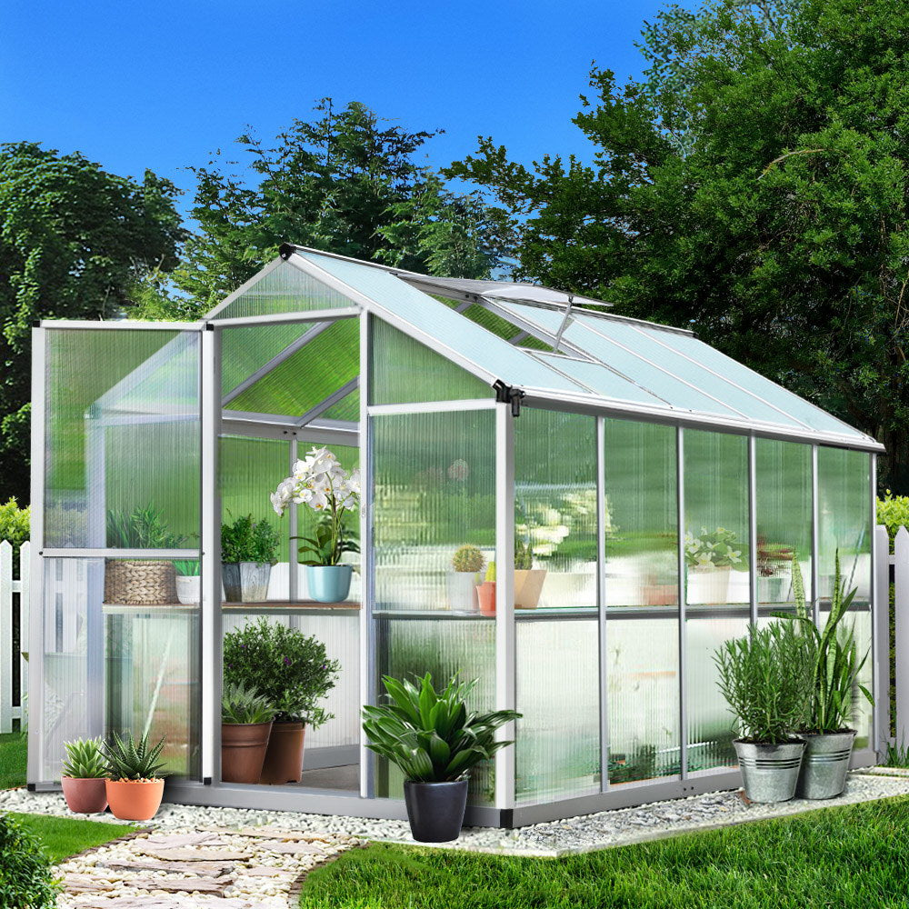 Green Fingers 3 x 1.9m Polycarbonate Aluminium Greenhouse
