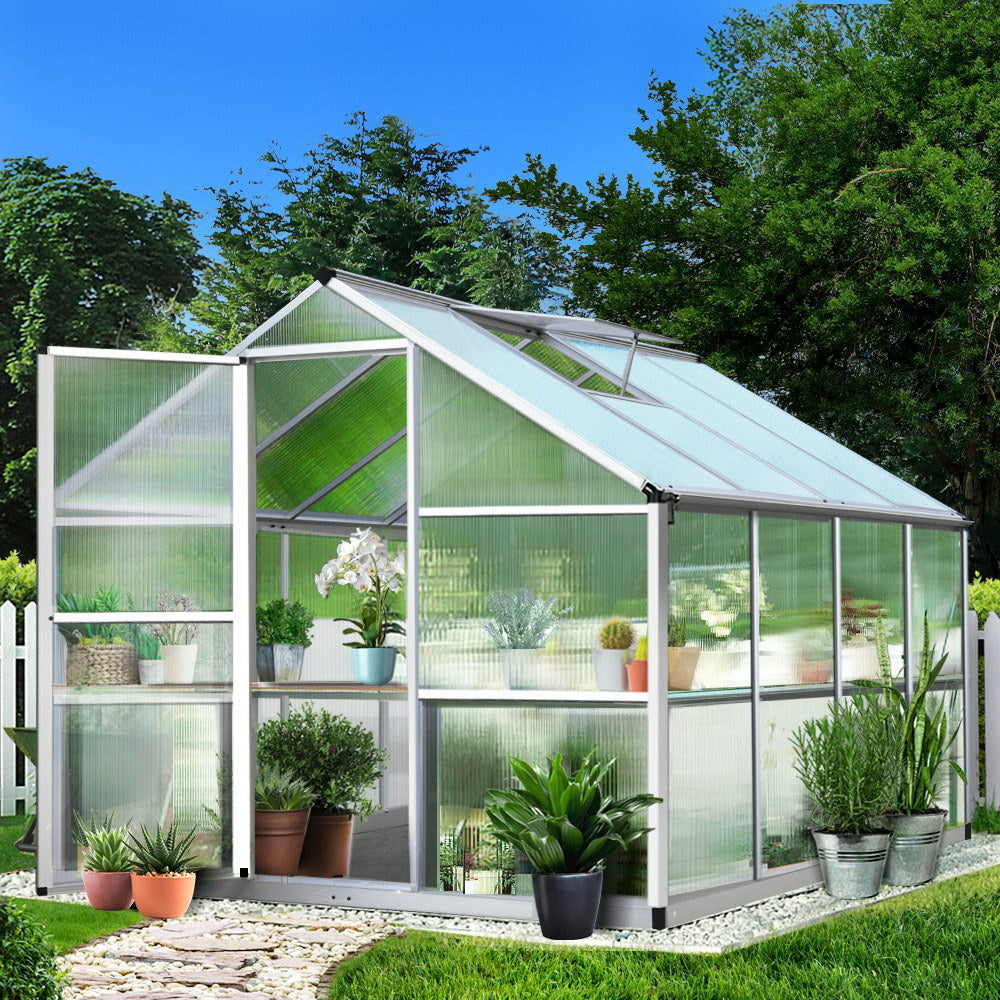 Green Fingers 3 x 2.5m Polycarbonate Aluminium Greenhouse
